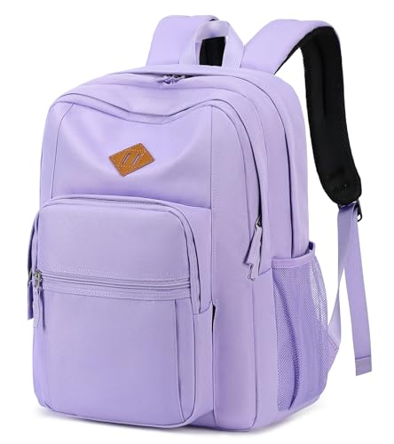 abshoo Girls Solid Color Backpack For College Women Water Resistant School Bag (Light Purple) - color: Light Purple, size: 16.5 Inc