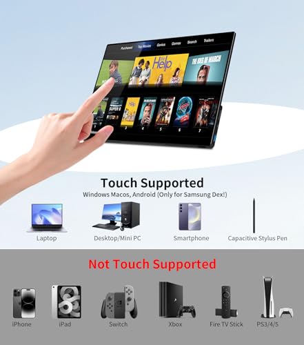 Portable Monitor Touchscreen 15.6" with Stylus Pen, Travel Monitor FHD IPS 10-Point Touch Screen, Protective Sleeve, Built-in Stand, HDMI USB C External Screen for Mac, Laptop, PC