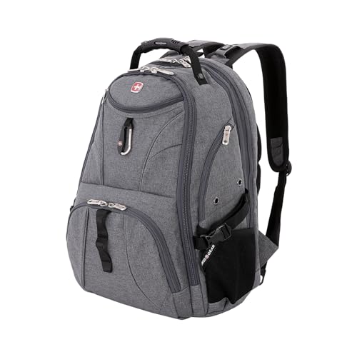 SWISSGEAR 1900 ScanSmart Laptop Backpack, Fits Most 17-Inch Laptops, TSA-Friendly Lay-Flat Design, RFID Protection, and Tablet Pocket, Black, 31L, 18.5-Inch - color: Heather Grey
