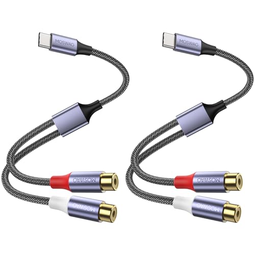 MOSWAG USB C Male to Dual Female RCA Stereo Audio Y Splitter Adapter Cable Allows Up to Hi-Fi Sound Quality,Wide,Natural Sound Stage and Uncolored Sound - size: 2 Pack