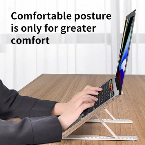 Laptop Stand for Desk,Adjustable ABS & Silicone Foldable Riser with Ventilated Cooling-Holder for 10-15.6" Notebooks,Tablets and Computers,White - color: White
