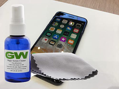 GW Magic Screen Cleaner Kit - Best for All HDTVs, 4K Ultra HD, Smart LED TV, Touch Screens, Kindle, Tablets, Laptops, Samsung, LG, Sony, Vizio with Spray Bottle and Microfiber Cloths