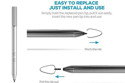 Active Stylus Pen 1MR94AA for HP Envy x360/Pavilion x360/Spectre x360 - Pressure Sensitive, Windows Ink, Palm Rejection, Digital Pen with Battery 905512-001 - color: Silver, style: 905512-001