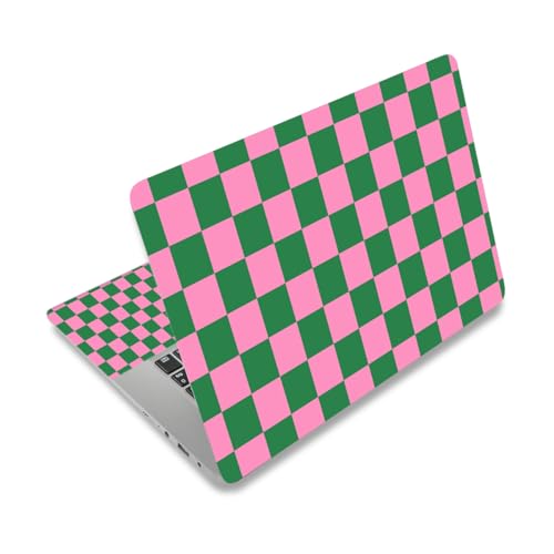 Laptop Decal Sticker Skin Cover, 11.6”12" 13" 13.3" 14" 15" 15.4" 15.6 inch Laptop Netbook Vinyl Skin Sticker Cover Art Notebook PC Reusable Protector (2 Wrist Pad Included), Pink Checkered - color: Pink Checkered
