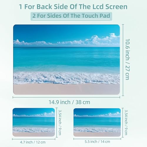 Universal Laptop Skin Decal, 3-Piece Vinyl Protector for 12 13 14 15.6" Notebook, Waterproof Anti-Scratch, Easy Trim & Bubble-Free Finish, Serene Beach Scene - color: Serene Beach Scene