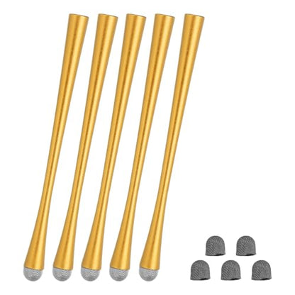 PATIKIL 5 Pcs Slim Waist Stylus Pens for Touch Screens, 2 in 1 High Sensitivity Universal Pen Capacitive Stylus for Phone Tablets Laptop Touch Screen Devices, Gold - color: Gold