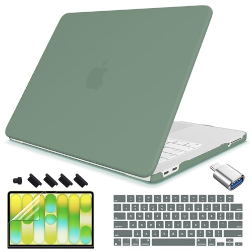 Teryeefi Case for MacBook Neo 13 inch A18 Pro Chip 2026 Release Model A3404, Anti-Scratch Anti-Drop Slim Fit Protective Hard Shell Cover & Keyboard Cover & Type C Adapter - Matte Alpine Green - color: Matte Alpine Green