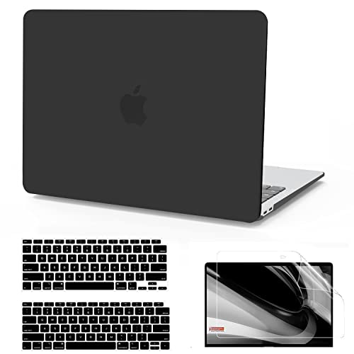 B BELK for MacBook Air 13 inch Case 2021-2018 M1 A2337 A2179 A1932, Black | Matte Plastic Laptop Hard Shell for MacBook Air 13.3 inch Case Touch ID with Keyboard Cover & Screen Protector - color: Space Black