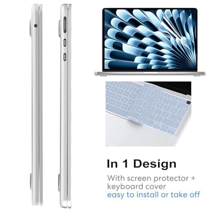 AKIT Compatible with MacBook Air 15 inch Case 2026 2025-2023 M5 M4 M3 M2 A3448 A3241 A3114 A2941, Slim Matte Hard Shell Laptop Case+Screen Protector+Keyboard Cover for MacBook Air 15 inch, Air Blue - color: Air Blue