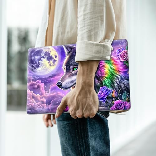Reusable Universal Laptop Skin Sticker, Cut to Fit for 11.6–15.6 Inch Laptops, Waterproof Protective Film, No-Residue - Moon Flower Wolf - color: Moon flower Wolf