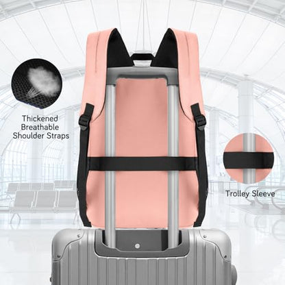 Goloni Lightweight Laptop Backpack 1.1Lbs, 26L Wear-Resistant Water Resistant Backpack with Laptop Compartment for Men Women - color: Flesh Pink