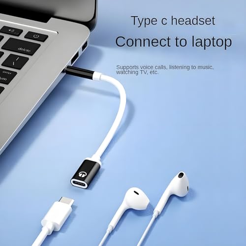 3.5mm Male to USB C Female Audio Adapter, Only Analog Audio Aux Jack Cable for Smartphone Laptop Tablet MP3 （Black）