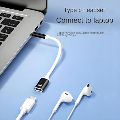 3.5mm Male to USB C Female Audio Adapter, Only Analog Audio Aux Jack Cable for Smartphone Laptop Tablet MP3 （Black）