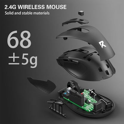 Redragon Wireless Mouse for Laptop, 2.4G Optical Computer Mouse 5-Level 4000DPI, Office Cordless USB Mice, 6 Buttons, 18 Months Battery, Portable for PC, Chromebook, Wins, Mac, Small to Medium Hand
