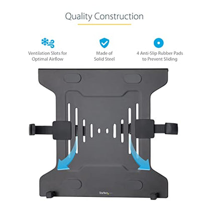 StarTech VESA Laptop Tray up to 9.9lb, Ventilated (Laptop-ARM-Tray) | Adjustable Monitor Arm Laptop Tray Secures Notebooks (4.5kg/9.9lb), 75x75 & 100x100 VESA Holes, For Desk Mounts/Stands