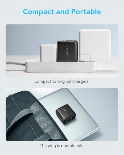 65W USB C Charger Block, MINLU GaN 3-Port Compact Fast PPS Wall Charger with 100W 2 in 1 USB-C to C/L Cable,Fast Charging for MacBook Pro/Air,iPad,iPhone 17 16 15 Series,Galaxy S25 UItra PS - 2Pack - color: Black-2