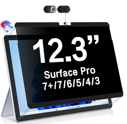 ZOEGAA Privacy Screen for Microsoft Pro 7+/7/6/5/4/3 12.3 Inch,Magnetic Removable Touchable Privacy Filter for Surface Pro 12.3 inch Screen Protector,Anti-Blue Light Anti-Scratch - size: Surface Pro 7/6/5/4/3 12.3 inch