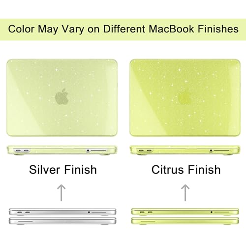 DONGKE Glitter Case for MacBook Neo 13 Inch 2026 (Model A3404 | A18 Pro Chip) | Clear Sparkly Hard Shell Cover with Screen Protector | Keyboard Cover & 2 USB-C Adapters - Bling Citrus - color: Bling Citrus
