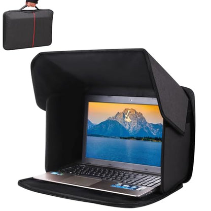 Portable Laptop Sun Shade Foldable Laptop Privacy Shield Blocks Sunlight Working Outside,Computer Anti Glare Shield Privacy Hood Case Fits 12-14in(Patent Pending) - size: 12-14 inch