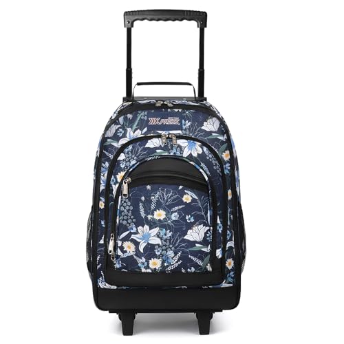 20" 2-in-1,Wheeled Travel Luggage Bag w/Telescopic Handle | Rolling Travel Luggage w/2 Wheels,Trolley Suitcase,Spacious Storage Design,2561-20''-Blue Lilies - color: JH-2561-Blue Lilies-20