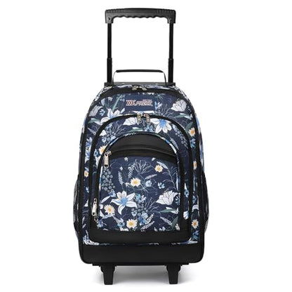 20" 2-in-1,Wheeled Travel Luggage Bag w/Telescopic Handle | Rolling Travel Luggage w/2 Wheels,Trolley Suitcase,Spacious Storage Design,2561-20''-Blue Lilies - color: JH-2561-Blue Lilies-20