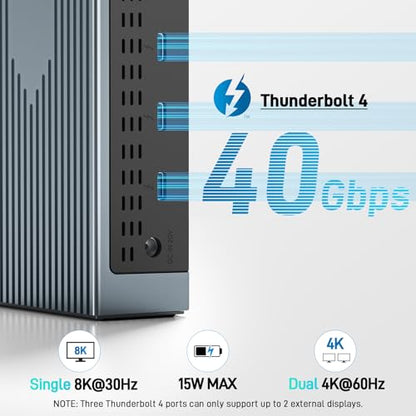 Acer Thunderbolt 4 Dock, 16 in 1 DisplayLink Docking Station 4 Monitor, 3×TB4+2×HDMI+2×DP, Up to 8K & 40Gbps, 160W Power, 2.5G Ethernet, SD4.0, USB C Dock for MacBook Pro/Max, Dell, Acer, HP etc