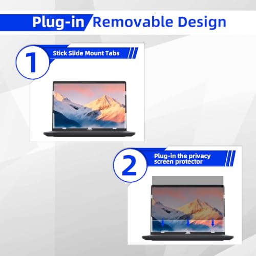 ZOEGAA 4-way 360° Laptop Privacy Screen 14 inch 16:10 Aspect Ratio. | Screen Size is 12 in Wide and 7.5 in High; Removable; Compatible With HP Dell Lenovo Samsung Thinkpad; - size: 14 in 16:10