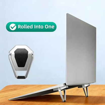 (2 PK/4Pcs) Laptop Stand Foldable & Portable Zinc Alloy Laptop Riser with Anti-Slip Pads Ergonomic Height Adjustment for 12-20 Inch Laptop to Reduce Neck Strain & Improve Cooling - style: Silver-4