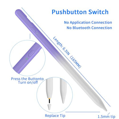 Stylus Pens for Touch Screens, Universal Fine Point iPad Pencil with Magnetic Adsorption Compatible with iPhone/iPad/Samsung/Android/Tablet & Other Touch Screens (White Purple) - color: White Purple