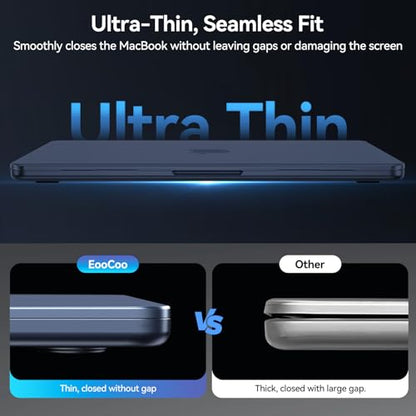 EooCoo Case for MacBook Air 15 inch M5 M4 M3 M2 2026-2023, Frost Midnight | Easy to Install, Sturdy, Plastic Hard Shell Case & Keyboard Cover & Screen Protector, Model: A3448 A3241 A3114 A2941 - color: Original Midnight
