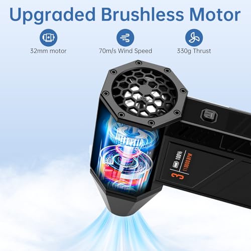 Turbo Fan – 70m/s Cordless Air Duster for Car PC Home Office | Smart display shows speed & battery. 70m/s max, brushless motor. 4 nozzles, USB-C, phone charger. For car, PC, home, office.