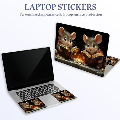 Universal Laptop Skin Sticker Decal,15.6 Inch Laptop Vinyl Cover for 13" 14" 15.6" Laptop,Scratch-Resistant Waterproof Protector Wrap,Reusable with Wrist Pads,Scholar Mice Book Coins - color: Scholar Mice Book Coins