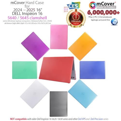 mCover Case Only Compatible with 2024～2025 16" Dell Inspiron 16 5640 5645 Series Clamshell Windows Laptop PC (NOT Fitting Any Other Dell Models) - Clear - color: Clear