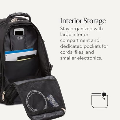 SWISSGEAR 1900 ScanSmart Laptop Backpack, Fits Most 17-Inch Laptops, TSA-Friendly Lay-Flat Design, RFID Protection, and Tablet Pocket, Black, 31L, 18.5-Inch - color: Black/Grey