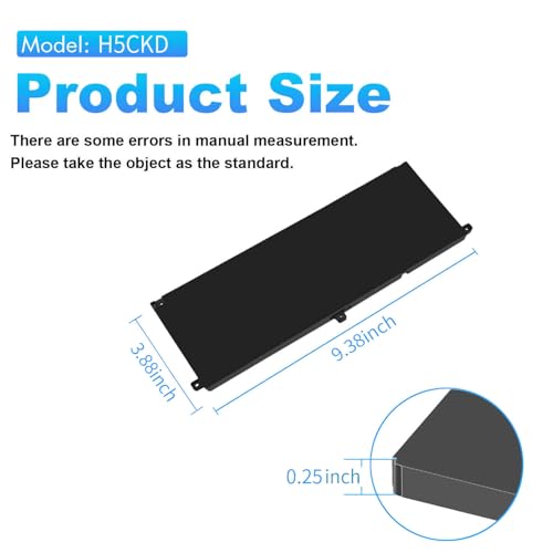 H5CKD 53Wh Battery Replacement for Dell Inspiron 5300 5301 5401 5402 5408 | 5409 5501 5502 5508 5509,Inspiron 5400 5406 7405 7300 7306 7500 7506 2-in-1 Silver Latitude 3410 3510 Vostro 5502 15V - size: 9.38*3.88*0.25inch H5CKD