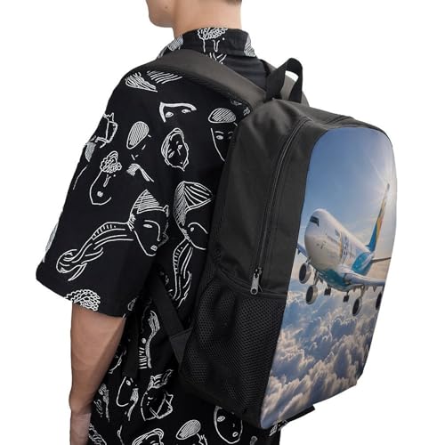 17-Inch Laptop Backpack Water-Resistant Airplane Daypack with Shoulder Strap Lightweight Casual Rucksack for Travel Commuter Hiking Outdoor Activities 20l Black