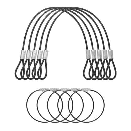 5 Set Double Loop Security Cable Lock (0.66 ft X0.08'') + Keychain Cable, Black - color: Black, size: 0.66 ft x 0.08 Inch