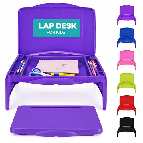 MAVOCRAFT Foldable Kids Lap Tray with Storage - Portable Lap Desk Kids & Adults - Kids Lap Desk for Breakfast in Bed, Serving Tray, Car Desk & Gaming (Purple) - color: Purple