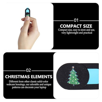 3pcs Webcam Cover Slide for Laptop and Desktop, Christmas Theme Black Anti-Peeping Camera Privacy Protector, Ultra-Thin Sliding Lens Guard for Computer and Tablet Use