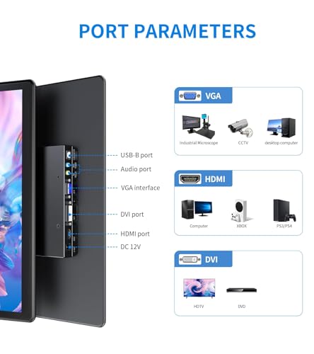 15.6" Portable Touchscreen Monitor, FHD 1920×1080 IPS Ra Pi Touch Screen Monitor for Laptop HDMI VGA DVI 10-Point Touchable Display VESA 75x75 Mountable for Laptops PC Pi POS Kiosk Home Industrial