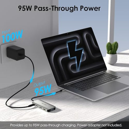 WAVLINK Laptop Docking Station, Quad Monitors, Dual DisplayPort, HDMI, VGA | Single 8K@60Hz, 100W PD in,3×USB-A for wireless devices, Compatible with Dell/HP/Lenovo, Windows Only
