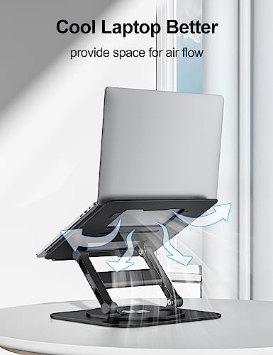MCHOSE Laptop Stand, H-Design Stable Computer Stand, Ergonomic Laptop Riser with 360° Rotating Base, Notebook Compatible with All 10-17” Laptops, Black - color: Black-new
