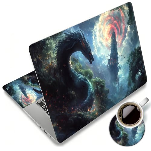 Laptop Skin Sticker Decal 12"-15.6" Universal Laptop/Notebook/Netbook Vinyl - Waterproof Scratch Resistant,Fits HP Dell Lenovo MacBook,2 Free Wrist Pads,Easy Apply & Remove,Dragon Forest - color: Dragon Forest