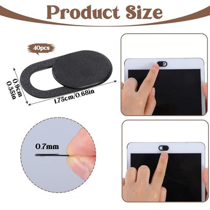 cobee 40 Pcs Webcam Cover, Laptop Camera Cover Slide Universal Camera Privacy Covers Slide Ultra-Thin Webcam Covers for Phone Computer Laptop Pad Protecting Privacy Security(Black)