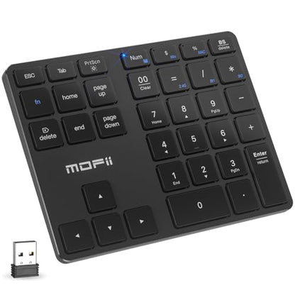 MOFII Number Pad for Laptop - Bluetooth Black Wireless Numeric Keypad 35 Keys USB-C Rechargeable Numpad, Accounting Portable Financial Data 10 Key for Laptop/PC/Desktop/Notebook/Surface Pro - color: Dark black
