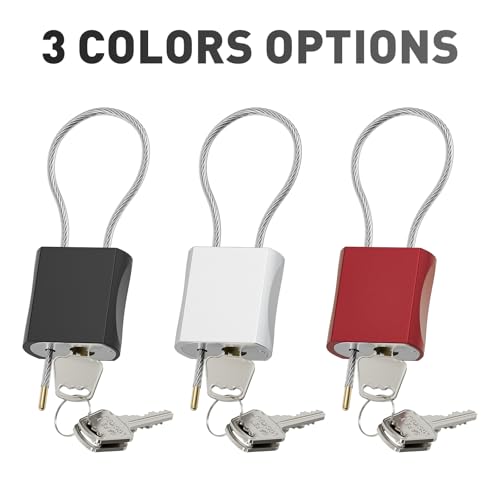 Cable Padlock Free Adjustable Lock 3 Keys, 3.28ft/1m Red | Steel Cable 1/6"(4mm)Diameter, Lock & Secure, Weatherproof for Bikes, Lockers, Gate, Fence, Shed, Outdoor Equipment etc - color: Red- 3.28ft(1m)