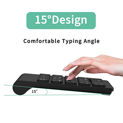 cimetech Wireless Number Pad, 18 Keys Numeric Keypad with USB Receiver | Office Accounting, Portable, Mini, for Laptop PC Computer Desktop Surface Pro Notebook - color: 2.4G-Black