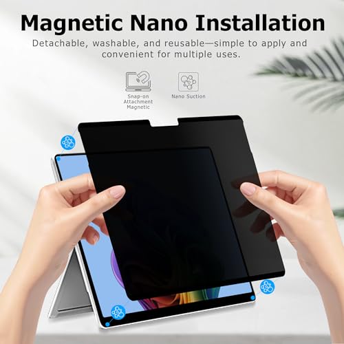 Adeway Privacy Screen Protector for Surface Pro 7/6/5/4/3 12.3 Inch, Magnetic Nano, Anti-Spy, Removable, Blue Light & UV Blocking, Anti-Glare - size: Pro 7/6/5/4/3 12.3"