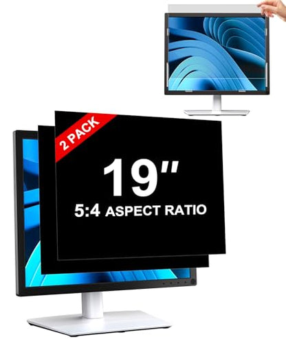 [2-Pack] Privacy Screen For Computer Monitor, 19-Inch 5:4 Aspect Ratio; Anti Spy/Bule Light/Glare And Eye Protection, 2 Install Ways Removable For Office, Airport, Cafe And Other Public Area; Diagonal 19 Inches, Width 14.84 Inches, Height 11.87 Inches - c