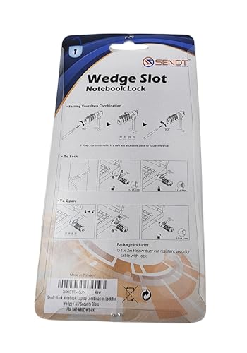 Sendt Black Notebook/Laptop Combination Lock for Wedge / N17 Security Slots